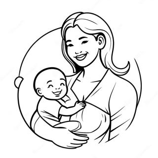 Glad ammande mamma målarbild | Amning målarbild