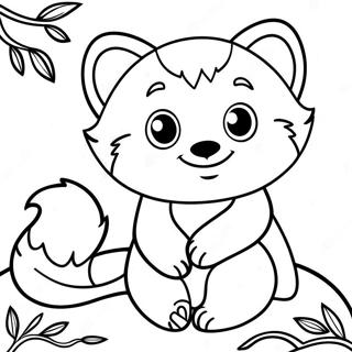 Färgläggningssida med röd panda-karaktär | Turning Red 4 Town målarbild