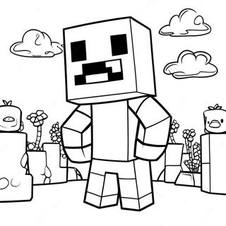 Färgläggningssida med Minecraft Piglin | Minecraft Piglin målarbild