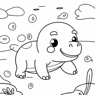 Glad Slowpoke Simmande Målarbild | Långsam målarbild