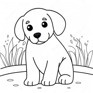Lekfull Labradorvalp Målarbild | Labrador målarbild