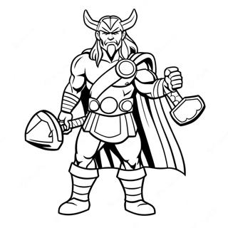 Thor med hammare färgläggningssida | Lego Thor målarbild