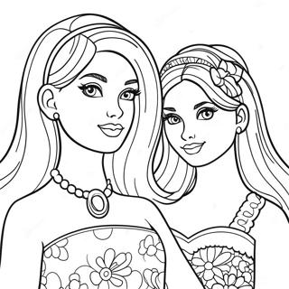 Barbie och systrar färgläggningssida | Barbie och systrar målarbild
