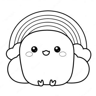 Söta Squishmallows i en regnbåge färgläggningssida | Squishmallows målarbild