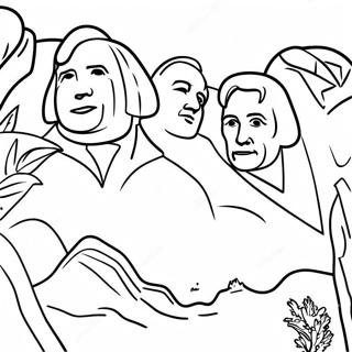 Berömda presidenter på Mount Rushmore färgläggningssida | Mount Rushmore målarbild