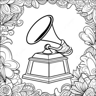 Färgglad Grammy trofé färgläggningssida | Grammy målarbild