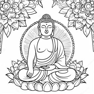 Fridfull Buddha Färgläggningssida | Andlig målarbild