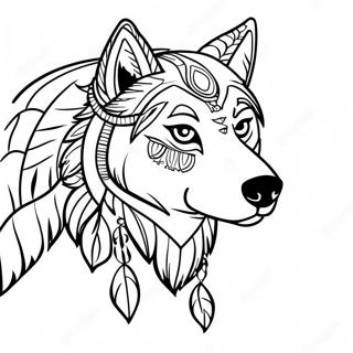 Varg urfolk färgläggningssida | Varg Native American målarbild