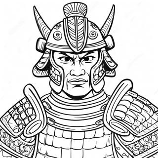 Traditionell Samurai Rustning Färgläggningssida | Samurai målarbild