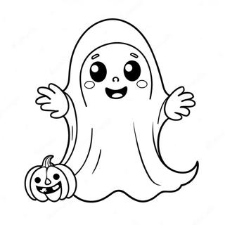 Söt Halloween Spöke Färgläggningssida | Enkel Halloween målarbild