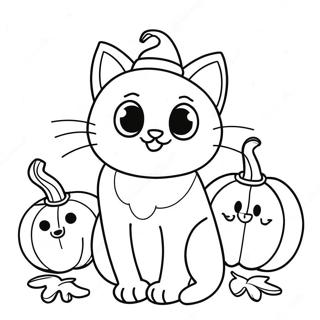 Halloween Svart Katt Målarbild | Halloween Djur målarbild