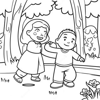 Omar och Hana Lekande i Parken Målarbild | Omar och Hana målarbild