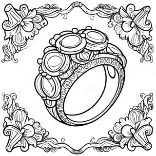 Elegant vigselring färgläggningssida | Ring målarbild