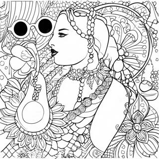 Trendy Modeaccessoarer Färgläggningssida | Modig Chic målarbild