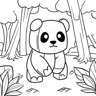 Söt Minecraft Panda i Skogen Färgläggningssida | Minecraft Panda målarbild
