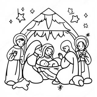 Krubba med Baby Jesus Färgläggningssida | Jesus Födelse målarbild