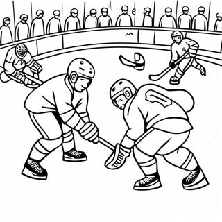 Spännande Hockeymatchscen Färgläggningssida | Hockeyrink målarbild