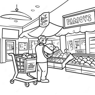 Trader Joe's rolig shoppingupplevelse färgläggningssida | Trader Joe's målarbild