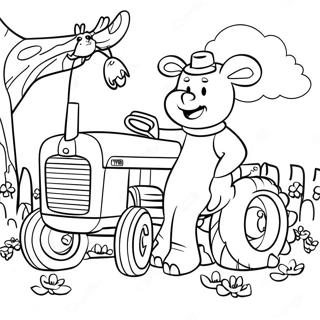 Traktor Ted med vänliga djur målarbok | Traktor Ted målarbild