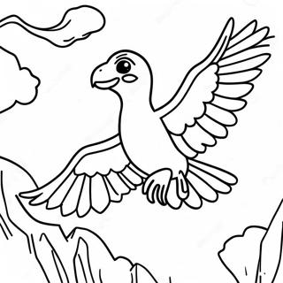 Färgglada raptorer i flykt målarbok | Raptor målarbild