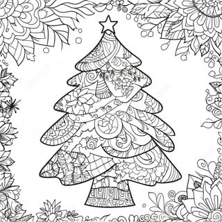 Festlig julgran Zentangle färgläggningssida | Jul Zentangle Mönster målarbild