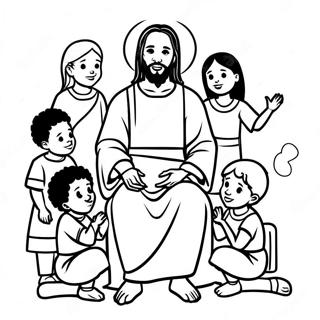 Svart Jesus med barn målarbild | Svart Jesus målarbild