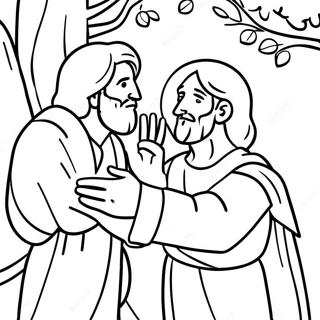 Zacchaeus Mötte Jesus Målarbild | Zacchaeus målarbild