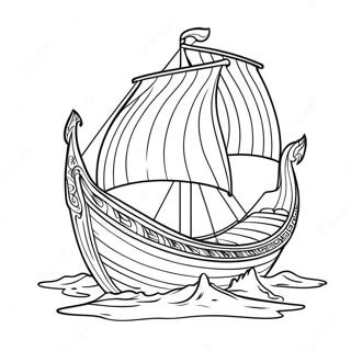 Vikingaskepp Seglar Färgläggningssida | Viking målarbild
