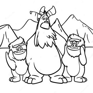 Smallfoot karaktärer i äventyr målarbild | Litenfot målarbild