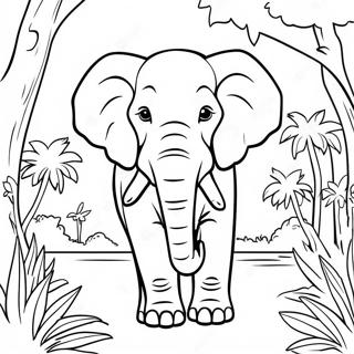 Majestätisk Elefant i Djungeln Färgläggningssida | Djurens karneval målarbild