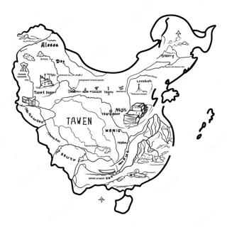 Färgläggningssida för Taiwan-karta | Taiwan målarbild