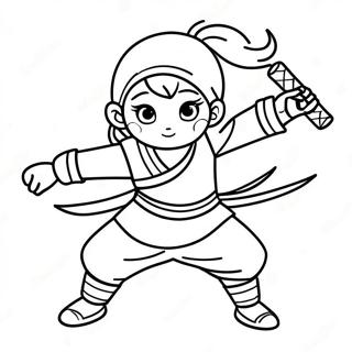 Ninja Flicka i Aktion Målarbild | Ninja Flicka målarbild