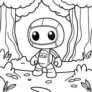 Äventyrlig Sackboy i en Skog Färgläggningssida | Sackboy målarbild