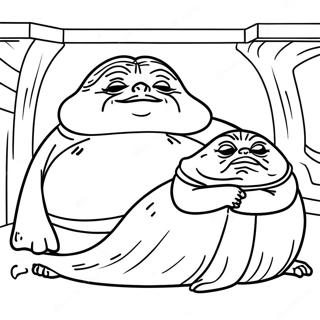 Jabba the Hutt med Prinsessan Leia Målarbild | Jabba the Hutt målarbild
