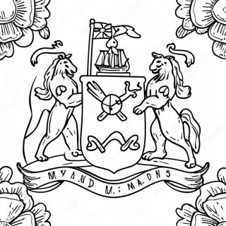 Maryland Statlig Flagga Färgläggningssida | Maryland målarbild