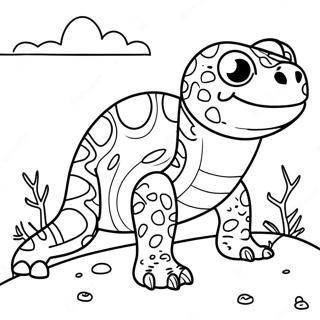 Sött gila monster i öknen målarbild | Gila Monster målarbild