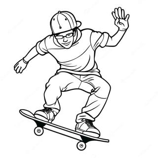 Cool skateboardåkare som gör trick färgläggningssida | Skateboard målarbild
