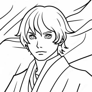 Dazai med ett mystiskt uttryck färgläggningssida | Dazai målarbild