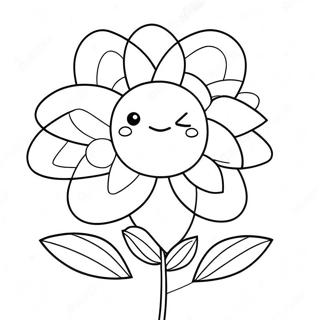 Kawaii blomma färgläggningssida | Kawaii Blomma målarbild