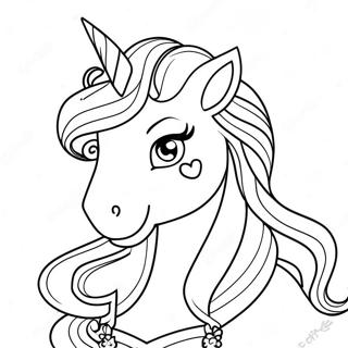 Glittrande unicorn prinsessa färgläggningssida | Enhörningsprinsessa målarbild