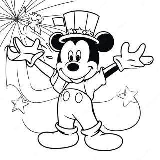 Mickey 4:e Juli Firande Målarbok | Mickey 4 juli målarbild