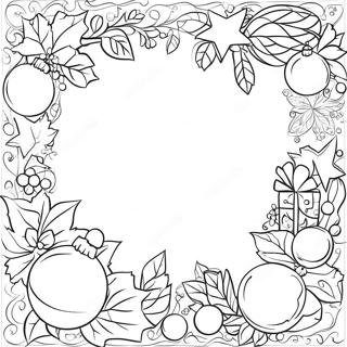 Festlig Julgräns Färgläggningssida | Julkant Clipart målarbild
