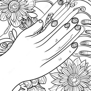 Hand Nagelkonst Färgläggningssida | Hand Nagel målarbild