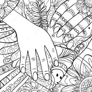 Färgglada nageldesigns målarbok | Hand Nagel målarbild