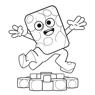 Färgglad Q*bert Hoppar Färgläggningssida | Q*bert målarbild