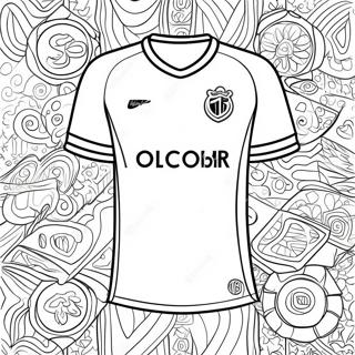 Färgglad Fotbollströja Design Färgläggningssida | Fotbollströja målarbild