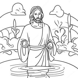 Jesus dopscen färgläggningssida | Jesus dop målarbild
