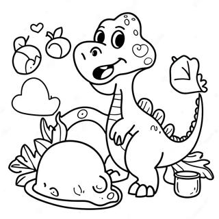 Dinosaurie Thanksgiving fest färgläggningssida | Dinosaurie Tacksägelse målarbild