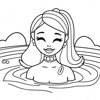 Barbie Simma i Färgglad Pool Målarbild | Barbie Simning målarbild