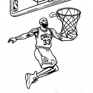 Dynamisk NBA-spelare som dunkar färgläggningssida | Logotyp NBA målarbild